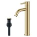 Brushed Gold Tall Bathroom Vessel Faucet Single Handle Sink Vanity Mixer W/Drain - view 2