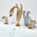 Gold Swan Bathroom Faucet 3 Holes Sink Vanity Faucet Dual Handle Mixer Taps - view 6