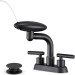 Black 4 Modes Bathroom Sink Faucet 3Hole 4in Centerset Vanity Mixer With Drain - view 2