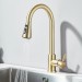Brushed Gold Kitchen Faucet Single Handle Sink Mixer Taps With Pull Down Sprayer - view 5