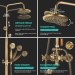 Antique Brass 8" Round Rain Shower Head Combo Exposed Shower Faucet Set System - view 4