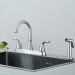 Brushed Nickel Kitchen Faucet 2Handle 4 Hole Sink Mixer Faucet With Side Sprayer - view 3