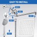 Chrome 8"Rain Shower Head With Handheld Spray Combo High Pressure Adjustable Arm - view 7