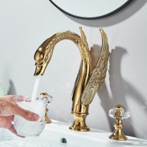 Gold Swan 8" Widespread Bathroom Sink Faucet 3 Hole 2 Handle Vanity Mixer Faucet
