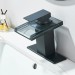 LED Bathroom Sink Faucet Black Waterfall Single Hole Handle Vanity Faucets Drain - view 7