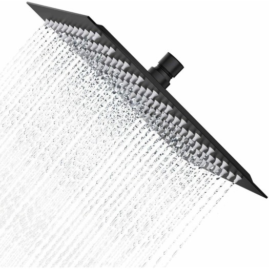 12 Inch Rain Shower Head Rainfall Top Sprayer Ultra Thin Square Matte Black