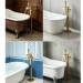 Freestanding Bathtub Faucet With Handheld Sprayer Brushed Gold Tub Filler Spout - view 5