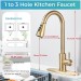 Brushed Gold Kitchen Sink Faucet Pull Down Sprayer Swivel Single Handle Mixer - view 7