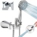 Chrome Bathtub Faucet With Handheld Shower Wall Mount Tub Filler And Diverter - view 2