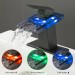 LED Matte Black Bathroom Sink Faucet Waterfall Glass Spout One Handle Mixer Tap - view 4