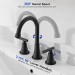 Black Bathroom Sink Faucet 3 Holes 8in Widespread Vanity Mixer Faucet With Drain - view 5