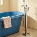 Brushed Nickel Freestanding Bathtub Faucet Floor Mounted Tub Filler Hand Shower - view 3