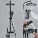 Black Shower System Rainfall Shower Faucet Fixtures Set W/Hand Shower Wall Mount - view 3