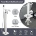 Brushed Nickel Freestanding Bathtub Faucet Floor Mounted Tub Filler Hand Shower - view 10