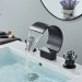Matte Black 3 Holes Sink Faucet Waterfall Bathroom Basin Vanity Mixer 2 Handle - view 4