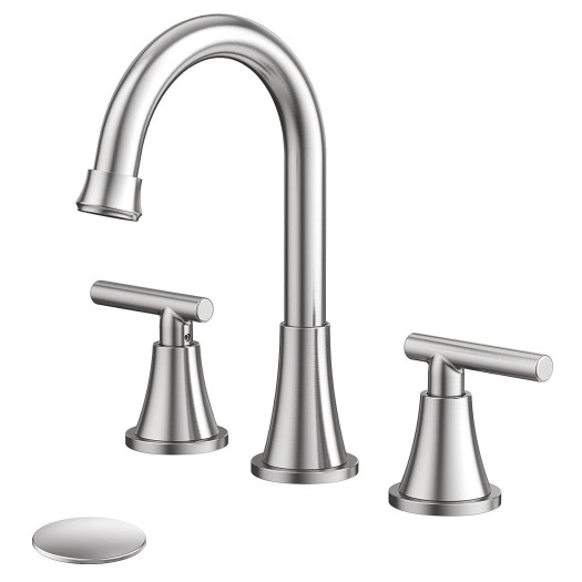 Brushed Nickel 8in Widespread Bathroom Sink Faucet 3Hole Vanity Mixer With Drain