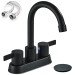 Black 4in Centerset Bathroom Sink Faucet 3Hole 2 Handle Vanity Mixer With Drain - view 2