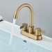 Bathroom Sink Faucet 3 Hole Brushed Gold 4inch Centerset Vanity Mixer With Drain - view 4