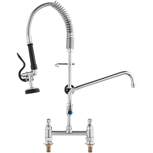26" Commercial Faucet W/ Pre-Rinse Sprayer Deck Mount Kitchen Sink Faucet