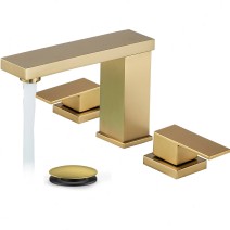 Brushed Gold 8" Widespread Bathroom Sink Faucet 3 Hole Vanity Faucet With Drain