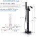 Black Bathtub Faucet Floor Mount Freestanding Waterfall Tub Filler W/Hand Spray - view 11