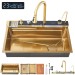 Flying Rain Stainles Steel Waterfall Kitchen Sink W Pull Down Faucet Gold 29.5in - view 2