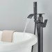 Freestanding Bathroom Bathtub Faucet Floor Mount Tub Filler Mixer System Black - view 5