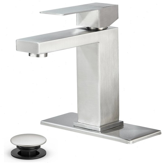 Brushed Nickel Bathroom Sink Vanity Faucet Single Handle 1 Or 3 Holes With Drain