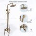 Antique Brass Outdoor Shower Faucet System Exposed 8"Rainfall Shower Fixture Set - view 4