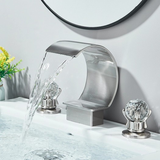 8" Widespread Bathroom Sink Faucet 3 Holes Basin Vanity Mixer Tap Brushed Nickel