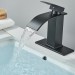 Black Waterfall Bathroom Faucet Sink Vanity Mixer Single Handle W/ Pop Up Drain - view 4
