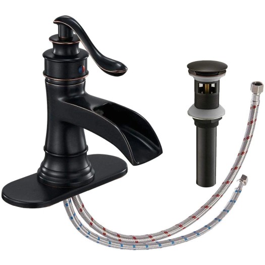 Oil Rubbed Bronze Bathroom Sink Faucet 1Hole Vanity Basin Mixer Tap Pop Up Drain
