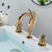 Gold Swan Bathroom Sink Faucet 3 Hole 8"Widespread Waterfall Vanity Basin Mixer - view 9