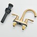 Brushed Gold Bathroom Sink Faucet 3 Holes 4in Centerset Vanity Mixer With Drain - view 12
