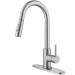 Brushed Nickel Kitchen Faucet Sink Mixer Swivel Pull Down Sprayer Single Handle - view 2
