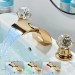 Gold Bathroom Sink Faucet 3 Holes Basin Vanity Mixer Taps LED Waterfall Spout - view 2