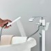 Chrome Bathtub Faucet Floor Mount Freestanding Waterfall Tub Filler W/Hand Spray - view 8