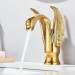 Gold Swan Bathroom Basin Sink Faucet Single Hole Handle Lavatory Vanity Mixer - view 5