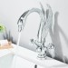 Chrome Swan Bathroom Sink Faucet 1 Hole Dual Crystal Knobs Vanity Basin Faucet - view 6