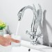 Chrome Swan Bathroom Sink Faucet 1 Hole Dual Crystal Knobs Vanity Basin Faucet - view 4