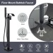Black Bathtub Faucet Floor Mount Freestanding Waterfall Tub Filler W/Hand Spray - view 10
