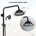 Black Exposed Shower Faucet System 8inch Rainfall Shower Head Set With Tub Spout - view 4