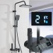 Black Rainfall Shower Faucet Set Bathroom Exposed Shower System With Mixer Valve - view 2