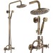 Antique Brass Shower Faucet System Wall Mount Rain Shower Head Combo Mixer Taps - view 2