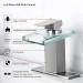 Brushed LED Waterfall Bathroom Sink Faucet Single Handle Glass Spout Mixer Tap - view 3