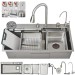31.5" Flying Rain Waterfall Kitchen Sink Stainless Steel Single Bowl With Faucet - view 2