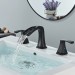 8" Widespread Bathroom Sink Faucet 3holes 2 Handle Waterfall Mixer W/Drain Black - view 3