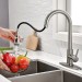 Brushed Nickel Kitchen Faucet Sink Mixer Pull Down Sprayer With Soap Dispenser - view 4